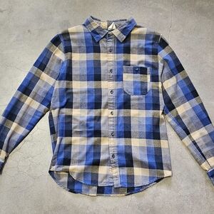 Rustic Blue Plaid Flannel Shirt (Size S)